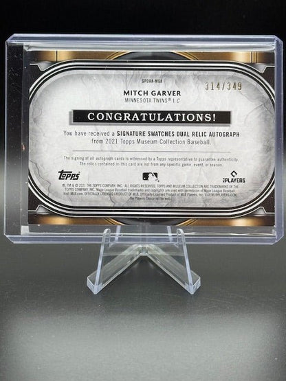 2021 Topps Museum Collection Mitch Garver Autograph Dual Relic Card #SPDRA - MGA Numbered 314/349 - Curators Corner LLC