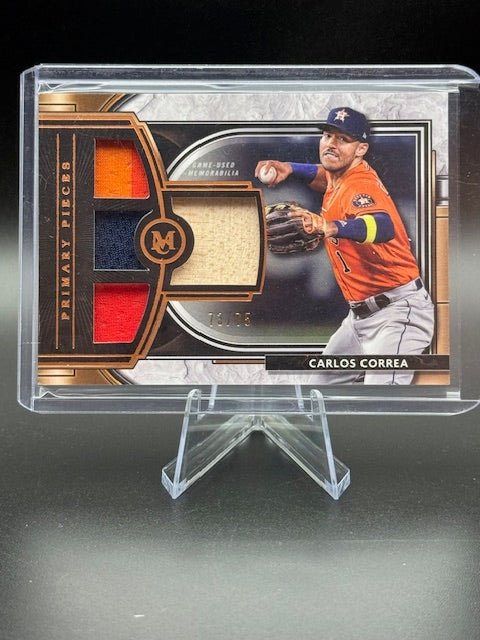 2021 Topps Museum Collection Single - Player Primary Pieces Quad Relics Carlos Correa Card #SPQR - CC Numbered 73/75 - Curators Corner LLC