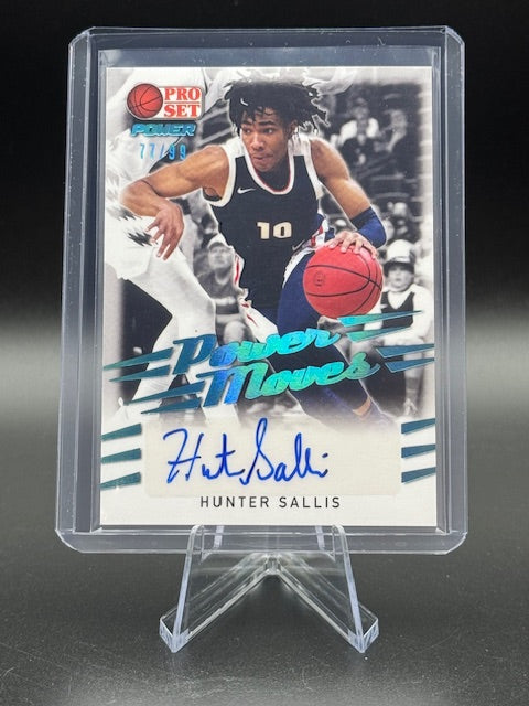 2021-22 Leaf Pro Set Power Moves Hunter Sallis Autograph Pre Rookie Card #PM-HS1 Numbered 77/99