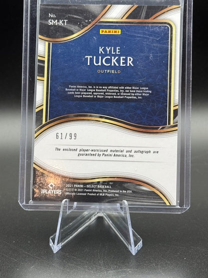 2021 Panini Select Baseball Autograph and Relic Card Kyle Tucker SM-KT Numbered 61/99