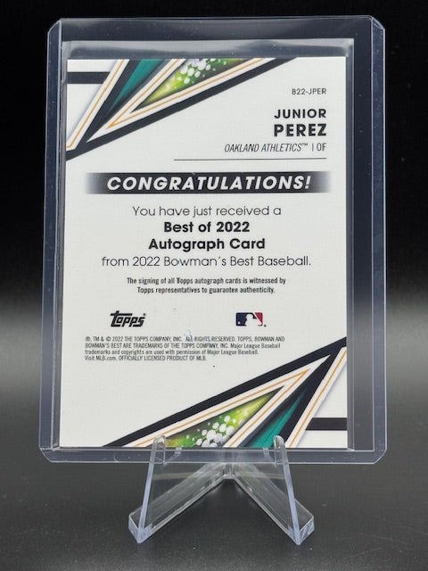 2022 Bowman's Best Junior Perez Autograph Rookie Card #B22 - JPER - Curators Corner LLC