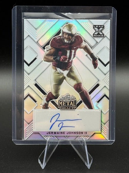 2022 Leaf Metal Draft Jermaine Johnson II Prismatic Silver Signature Rookie Card #BA - JJ1 26/40 - Curators Corner LLC