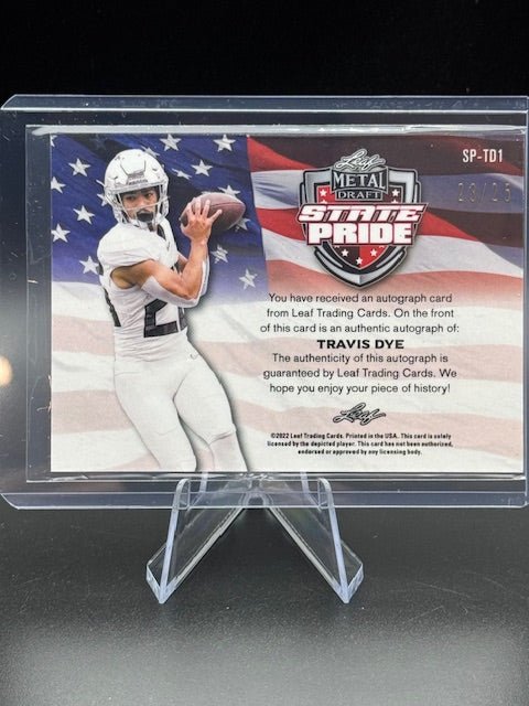 2022 Leaf Metal State Pride Travis Dye Autograph #SP - TD1 Numbered 23/25 - Curators Corner LLC