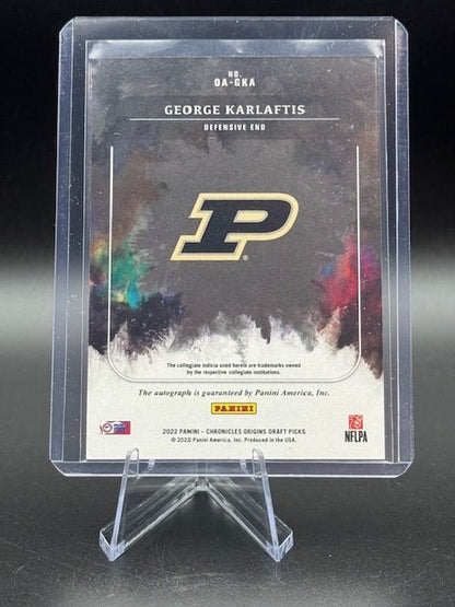 2022 Panini Chronicles Origins Draft Picks George Karlaftis Autograph Rookie Card #OA - GKA Numbered 018/149 - Curators Corner LLC