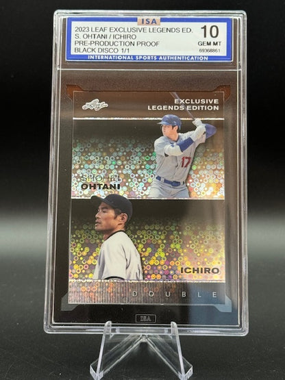 2023 Leaf Exclusive Legends Ohtani/Ichiro Pre Production 1/1 Black Disco Graded ISA 10 Gem Mt