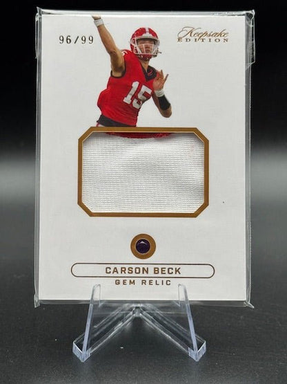 2024 Keepsake Edition Carson Beck Gem Relic Card Numbered 96/99 - Curators Corner LLC