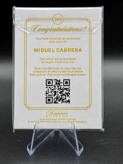2024 Keepsake Edition Miguel Cabrera Gem Relic Card Numbered 34/99 - Curators Corner LLC
