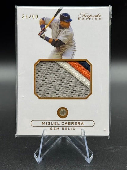 2024 Keepsake Edition Miguel Cabrera Gem Relic Card Numbered 34/99 - Curators Corner LLC