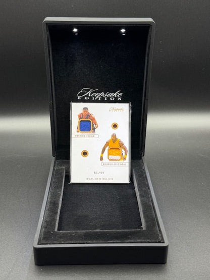 2024 Keepsake Edition Patrick Ewing Shaquille O'Neal Dual Gem Relic Card Numbered 61/99 - Curators Corner LLC