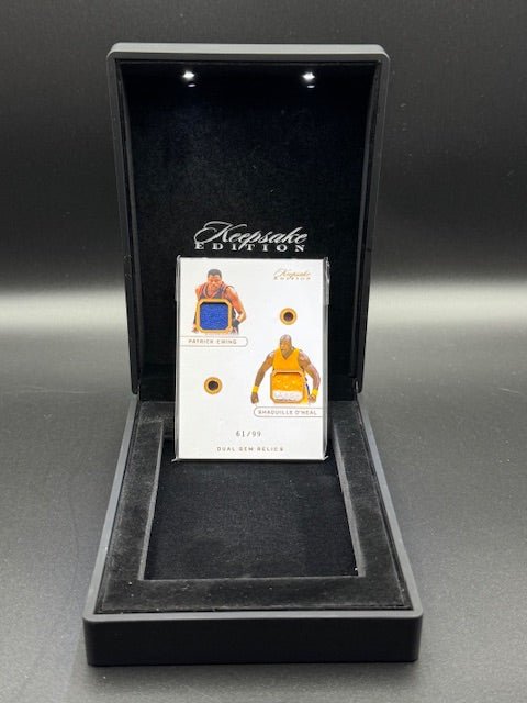2024 Keepsake Edition Patrick Ewing Shaquille O'Neal Dual Gem Relic Card Numbered 61/99 - Curators Corner LLC