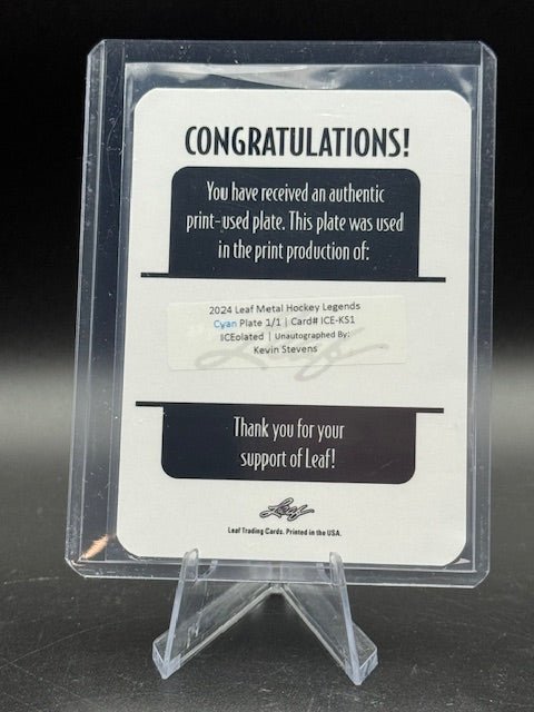 2024 Leaf Metal Hockey Legends Kevin Stevens Cyan Printing Plate 1/1 - Curators Corner LLC