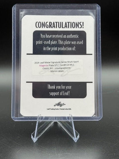 2024 Leaf Metal Signature Multisport Marvin Lewis Magenta Printing Plate 1/1 - Curators Corner LLC
