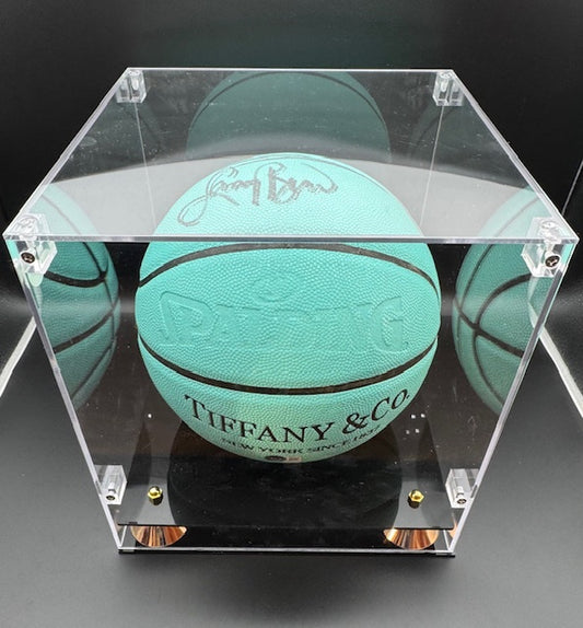 Larry Bird Signed Tiffany & Co. Edition Spalding Basketball W/Display Case