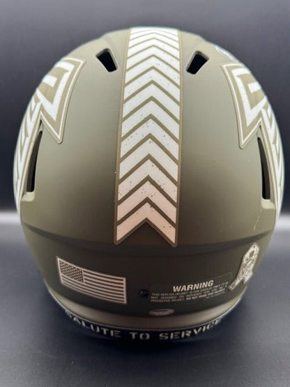 Andre Rison Signed and Inscribed Salute To Service Falcons Replica Speed Helmet - Curators Corner LLC