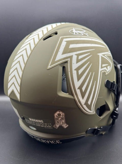 Andre Rison Signed and Inscribed Salute To Service Falcons Replica Speed Helmet - Curators Corner LLC