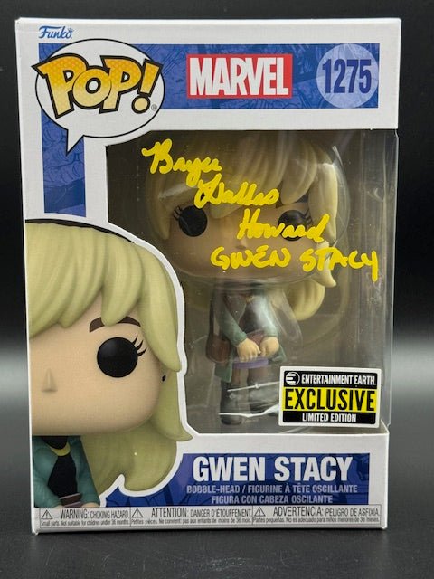 Bryce Dallas Howard Signed and Inscribed Marvel Gwen Stacy Entertainment Earth Exclusive Funko Pop #1275 - Curators Corner LLC