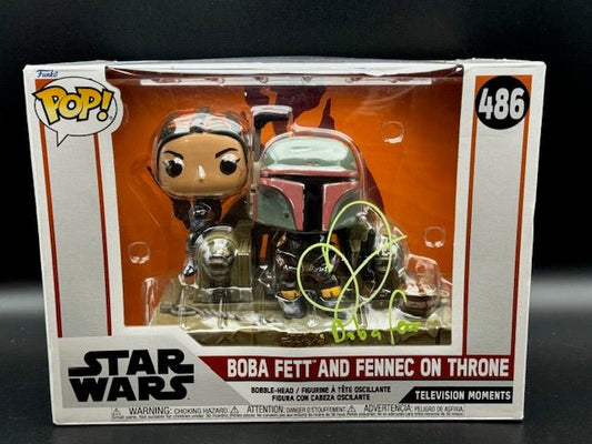 Daniel Logan Signed Star Wars Boba Fett and Fennec on Throne Funko Pop #486 - Curators Corner LLC