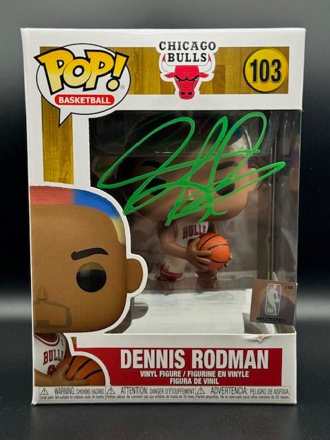 Dennis Rodman Signed Chicago Bulls Funko Pop #103 Green Signature - Curators Corner LLC