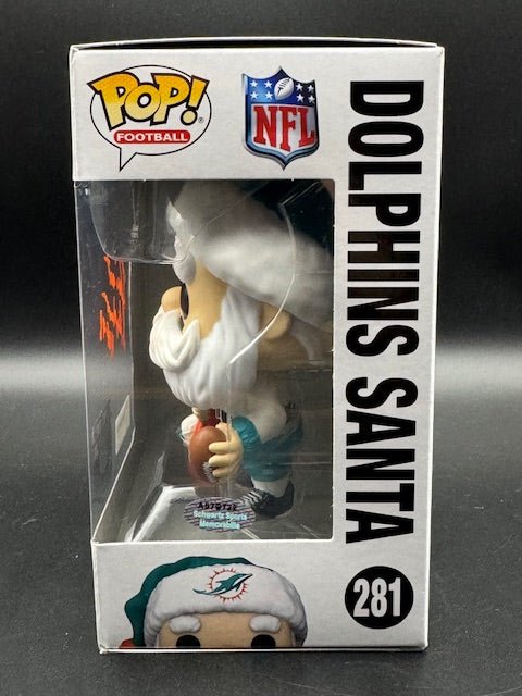 Dwight Stephenson Signed Dolphins SANTA Funko Pop #281 w/HOF'98 (SCHWARTZ COA) - Curators Corner LLC