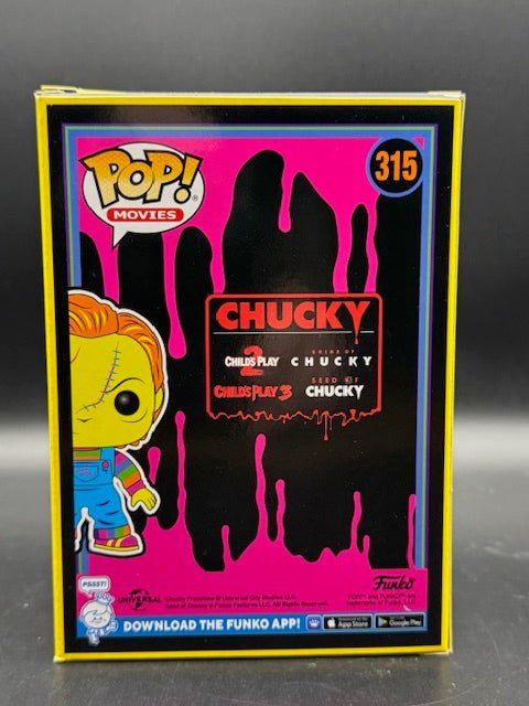 Funko Pop! Alex Vincent SIGNED Chucky Black Light #315 EEE Exclusive (W Case) - Curators Corner LLC
