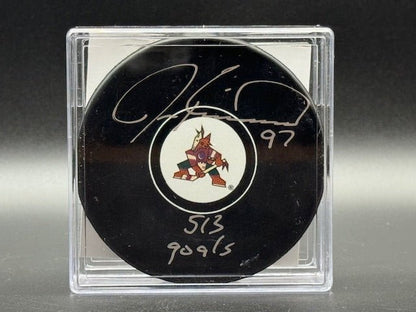 Jeremy Roenick Signed and Inscribed Hocky Puck - Curators Corner LLC