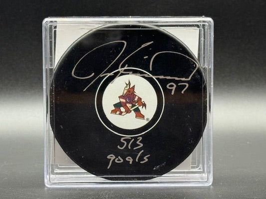 Jeremy Roenick Signed and Inscribed Hocky Puck - Curators Corner LLC
