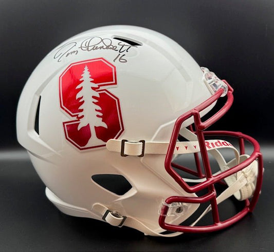 Jim Plunkett Signed Stanford Cardinals Full Size Replica Speed Helmet - Curators Corner LLC