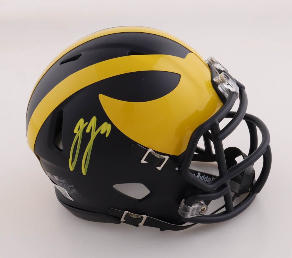 J.J. McCarthy Signed Michigan Wolverines Speed Mini Helmet (Beckett) - Curators Corner LLC