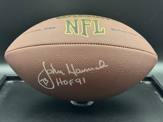 John Hannah Signed and Inscribed Football - Curators Corner LLC