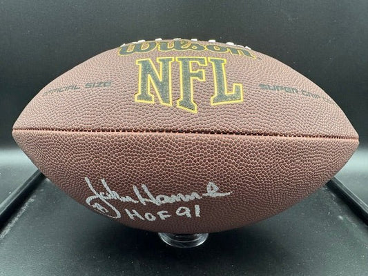 John Hannah Signed and Inscribed Football - Curators Corner LLC