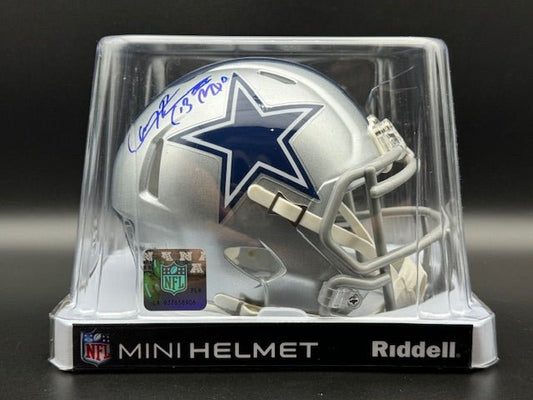 Larry Brown Signed and Inscribed Dallas Cowboys Mini Helmet - Curators Corner LLC