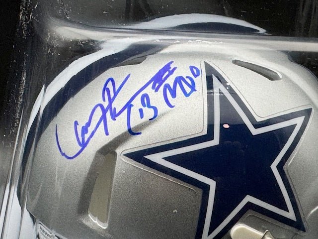 Larry Brown Signed and Inscribed Dallas Cowboys Mini Helmet - Curators Corner LLC