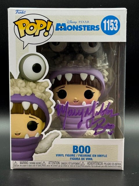 Mary Gibbs Signed and Inscribed Monsters Inc Boo Funko Pop #1153 Purple Signature - Curators Corner LLC