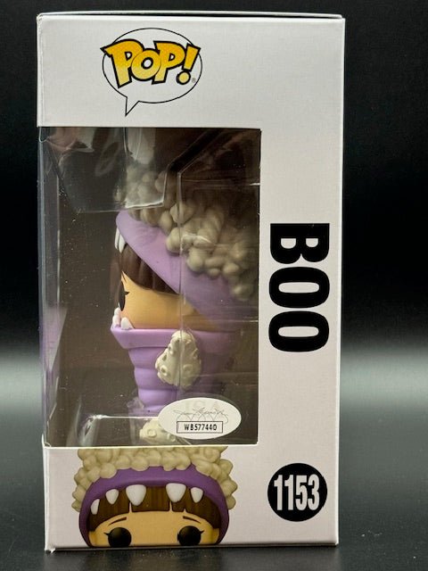 Mary Gibbs Signed and Inscribed Monsters Inc Boo Funko Pop #1153 Purple Signature - Curators Corner LLC