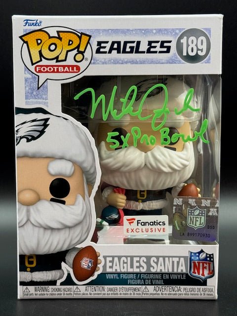 Mike Quick Signed and Inscribed Eagles Santa Funko Pop #189 - Curators Corner LLC