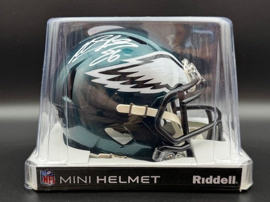 Miles Sanders Signed Eagles Mini Helmet - Curators Corner LLC