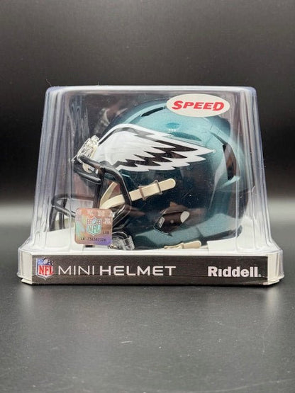 Miles Sanders Signed Eagles Mini Helmet - Curators Corner LLC