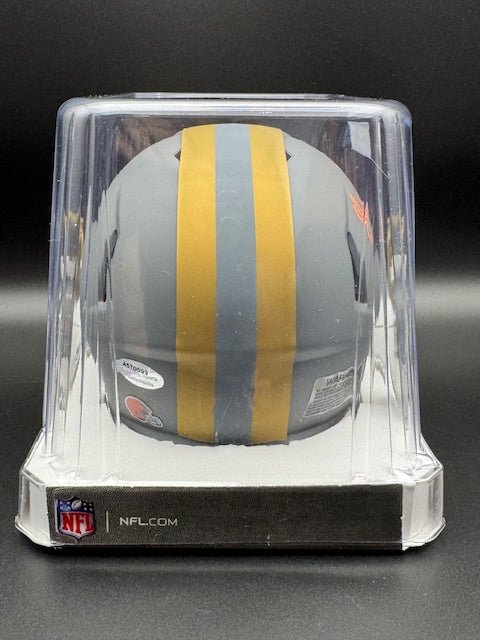 Ozzie Newsome Signed and Inscribed Cleveland Browns Slade Riddell Speed Mini Helmet - Curators Corner LLC