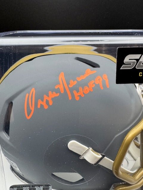 Ozzie Newsome Signed and Inscribed Cleveland Browns Slade Riddell Speed Mini Helmet - Curators Corner LLC
