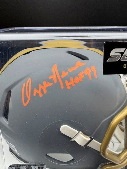 Ozzie Newsome Signed and Inscribed Cleveland Browns Slade Riddell Speed Mini Helmet - Curators Corner LLC