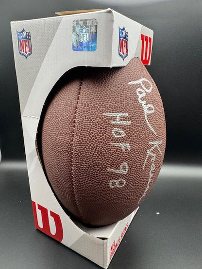 Paul Krause Signed and Inscribed Football - Curators Corner LLC