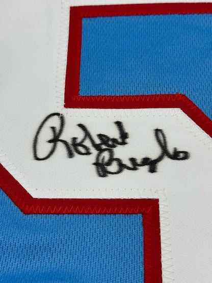 Robert Brazile Signed and Inscribed Houston Oiler Color Custom Jersey - Curators Corner LLC