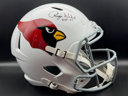Roger Wehrli Signed and Inscribed Full Size Cardinals Throwback Replica Speed Helmet - Curators Corner LLC