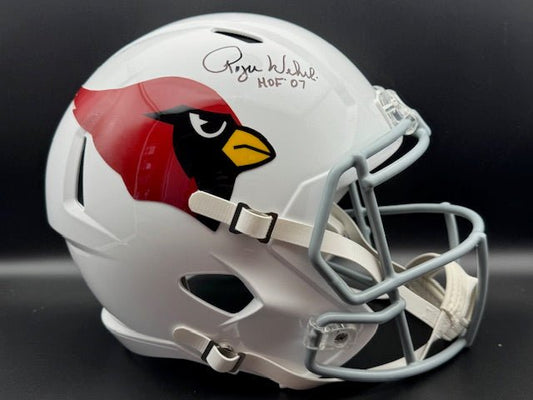 Roger Wehrli Signed and Inscribed Full Size Cardinals Throwback Replica Speed Helmet - Curators Corner LLC