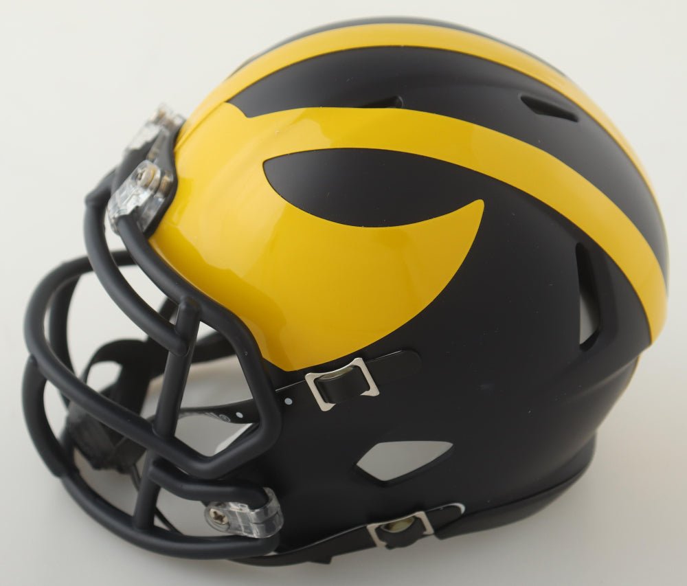 Roman Wilson Signed Michigan Wolverines Speed Mini Helmet (Beckett) - Curators Corner LLC