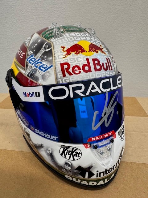 Sergio Perez Signed Red Bull '250 1:2 Scale Racing Mini Helmet (Beckett) - Curators Corner LLC