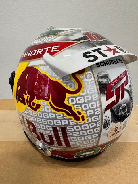 Sergio Perez Signed Red Bull '250 1:2 Scale Racing Mini Helmet (Beckett) - Curators Corner LLC