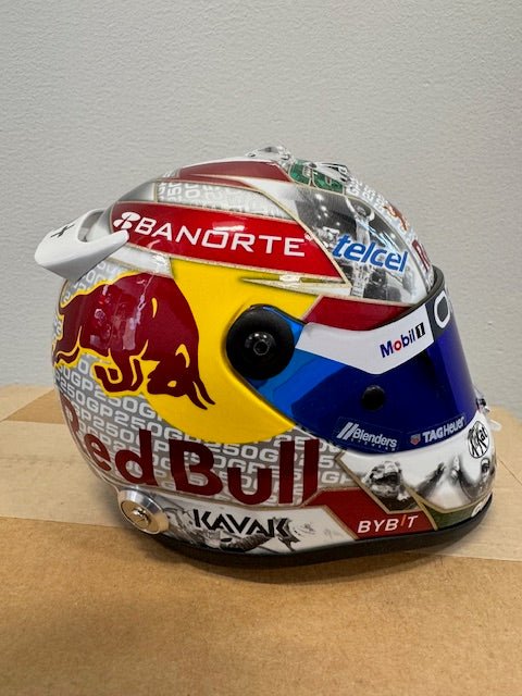 Sergio Perez Signed Red Bull '250 1:2 Scale Racing Mini Helmet (Beckett) - Curators Corner LLC