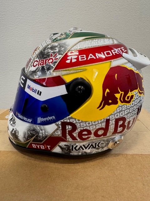 Sergio Perez Signed Red Bull '250 1:2 Scale Racing Mini Helmet (Beckett) - Curators Corner LLC