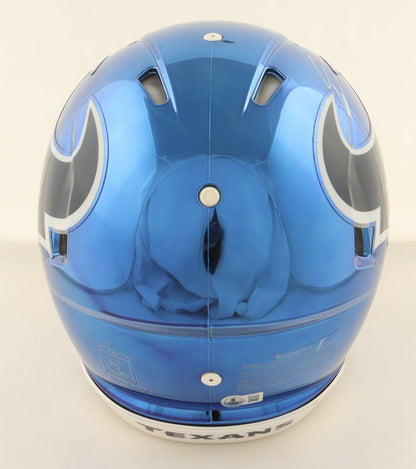 Stefon Diggs Signed Texans Full - Size Authentic On - Field Chrome Speed Helmet (Beckett) - Curators Corner LLC